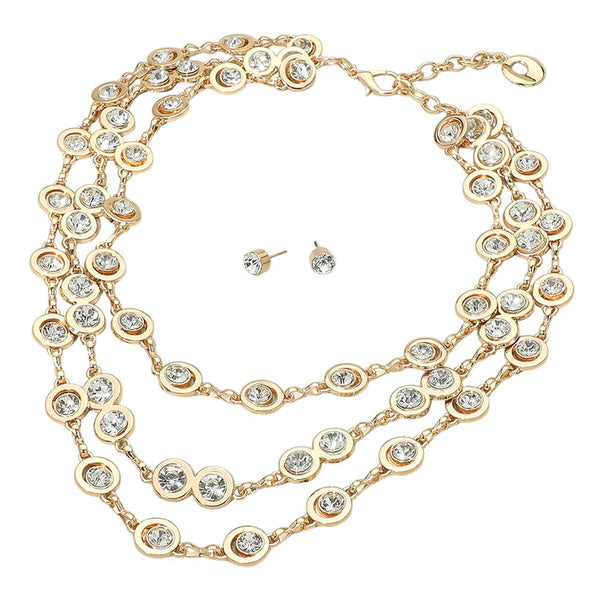Bezel Link Chain Layered Necklace Set