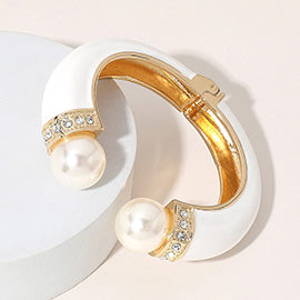 Pearl & Enamel Cuff Bracelet