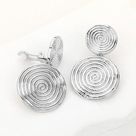 Textured Metal Swirl Clip-On Earrings