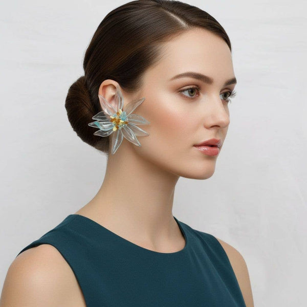 Tropical Flower Oversized Petal Earrings