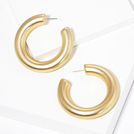Matte Gold Thick Hoop Earrings