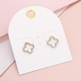 Rhinestone Paved Open Quatrefoil Earrings