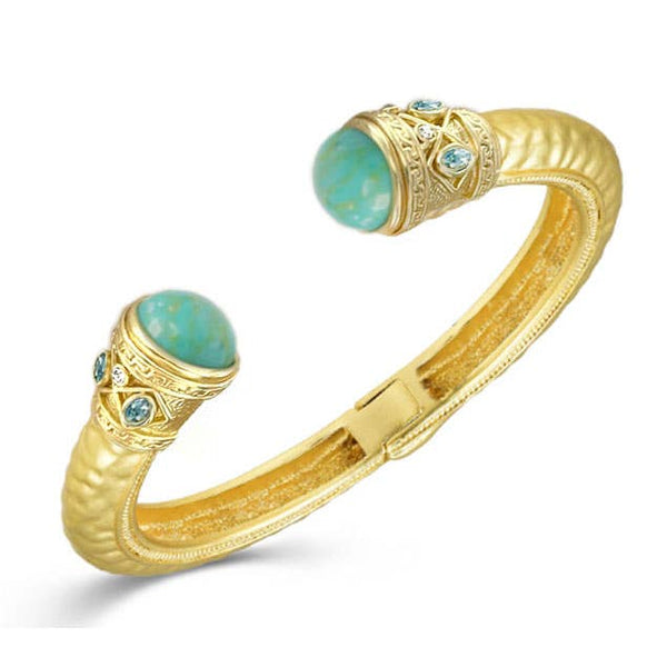 Hammered Gold Stone Accent Bangle